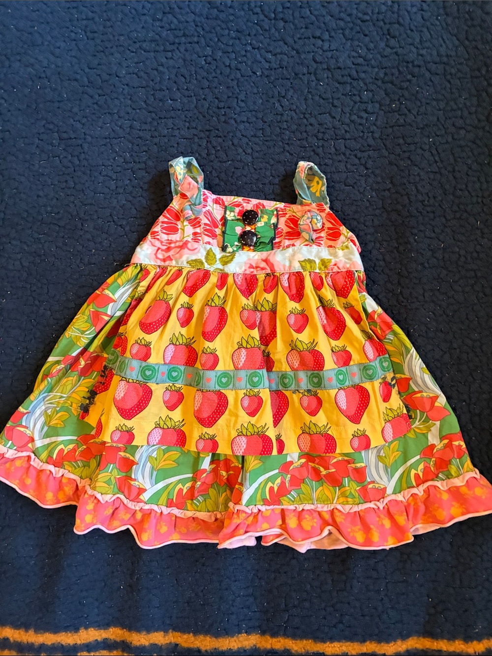 Matilda Jane Yellow Strawberry Print Sundress with Green Accents